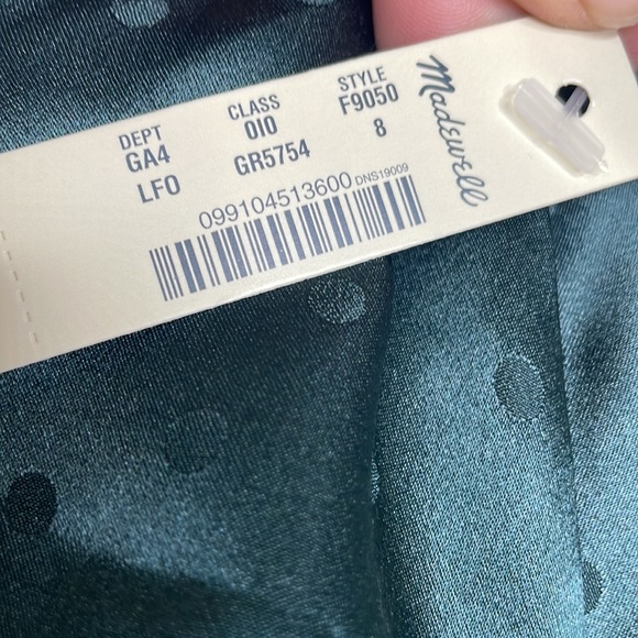 NEW Madewell 100% Silk One Shoulder Ruffle Dress sz 8 Green - Picture 6 of 8